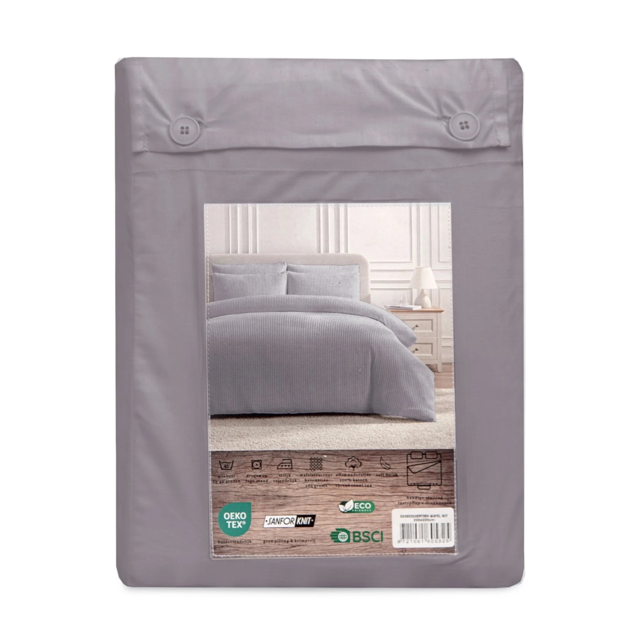 Waffle Fabric Duvet Cover Anthracite – Luxury 100% Cotton