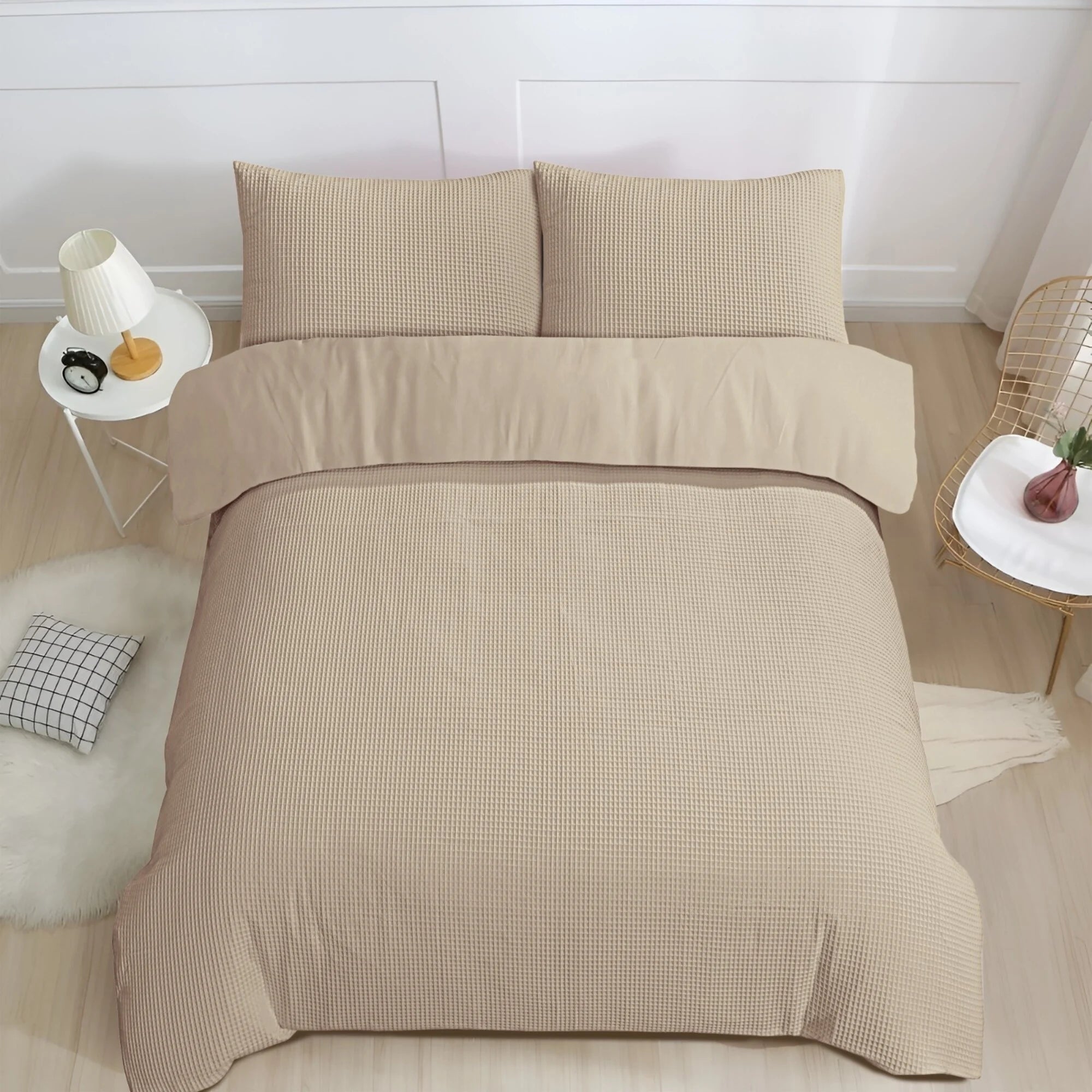Waffle Fabric Duvet Cover Taupe – Luxurious 100% Cotton | Shrink-resistant