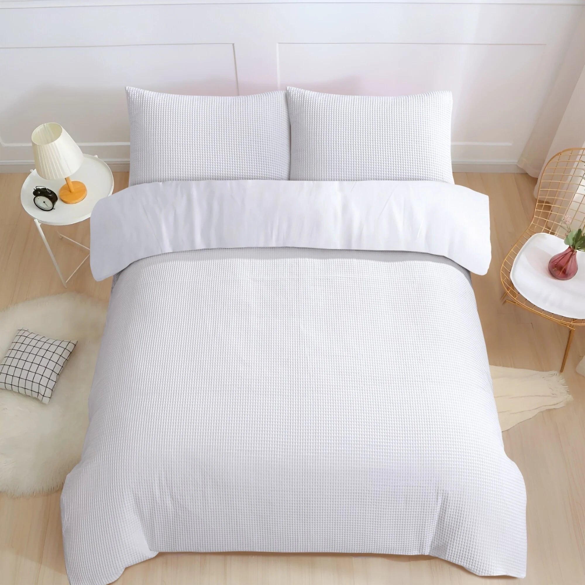 Waffle Fabric Duvet Cover White | 100% Cotton | Luxury and Comfort for Your Bedroom