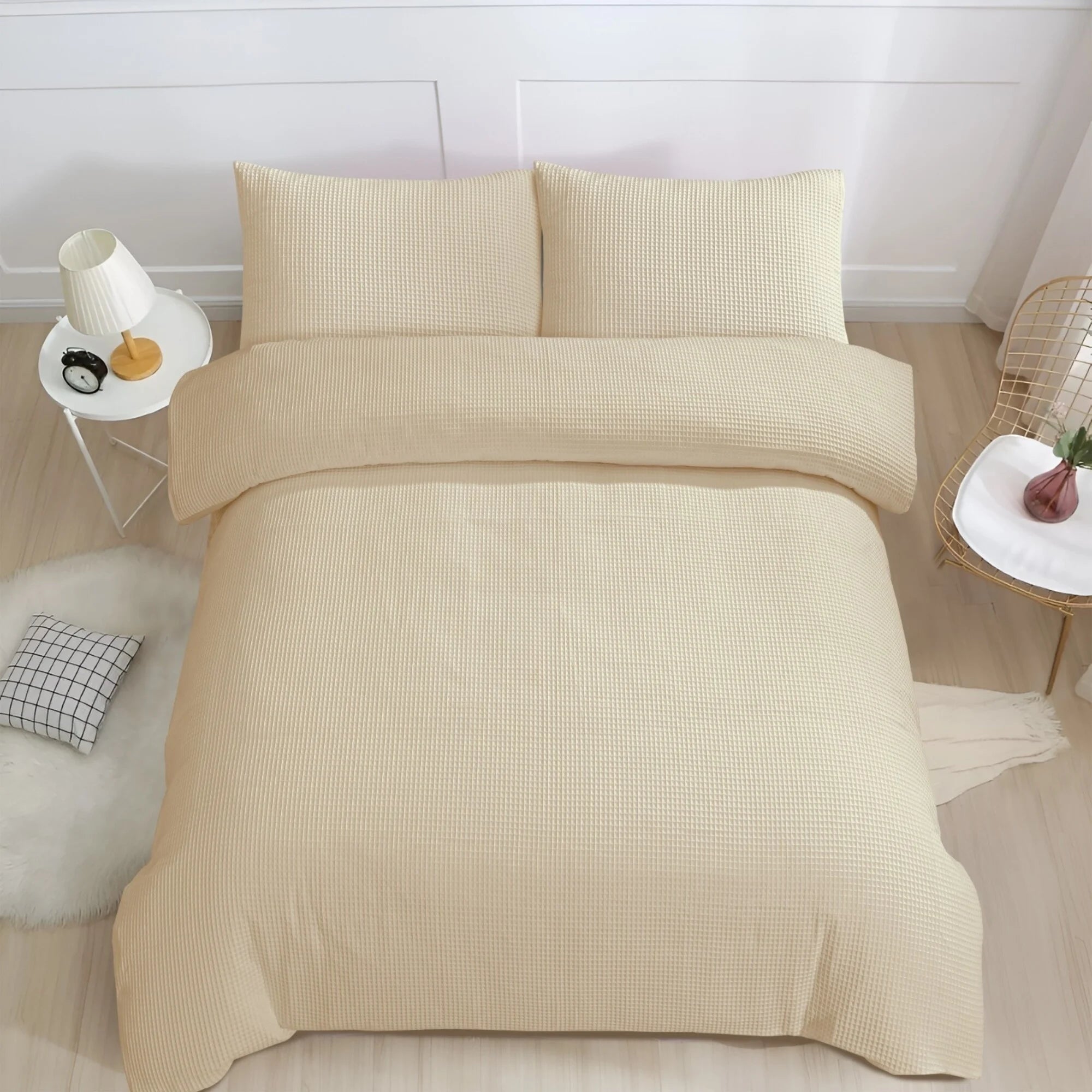 Waffle Duvet Cover Sand – Luxury 100% Cotton Duvet Cover