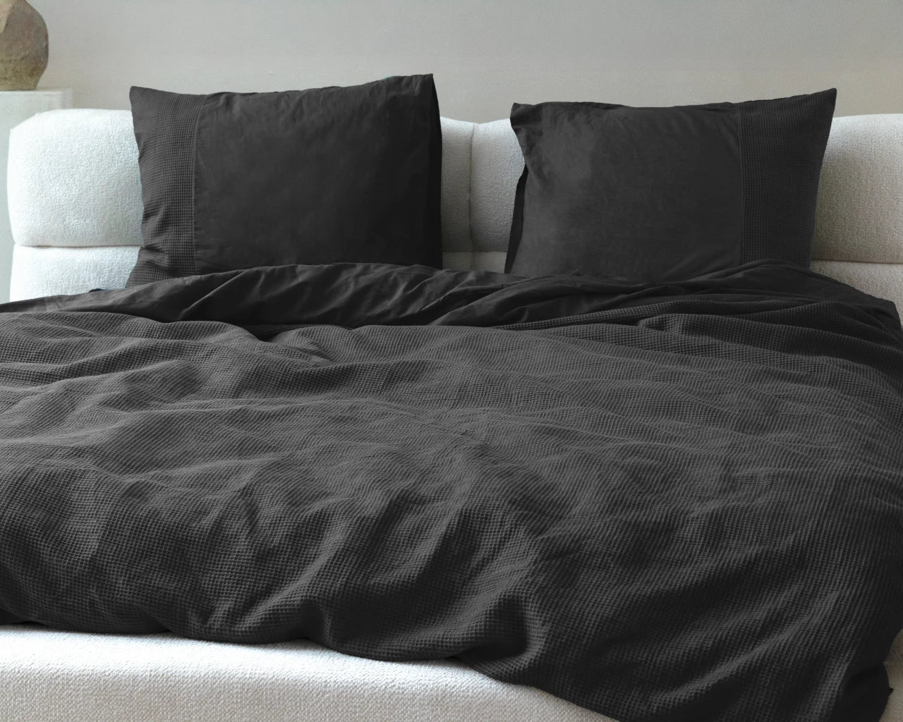Waffle Dekbedovertrek - Antraciet - 100% Katoen Percale