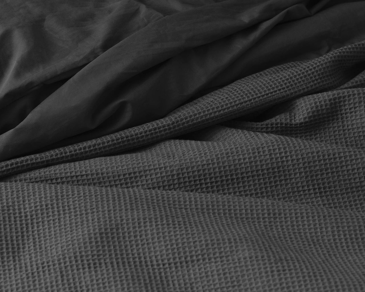 Waffle Dekbedovertrek - Antraciet - 100% Katoen Percale