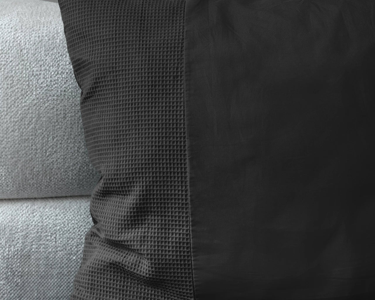 Waffle Dekbedovertrek - Antraciet - 100% Katoen Percale