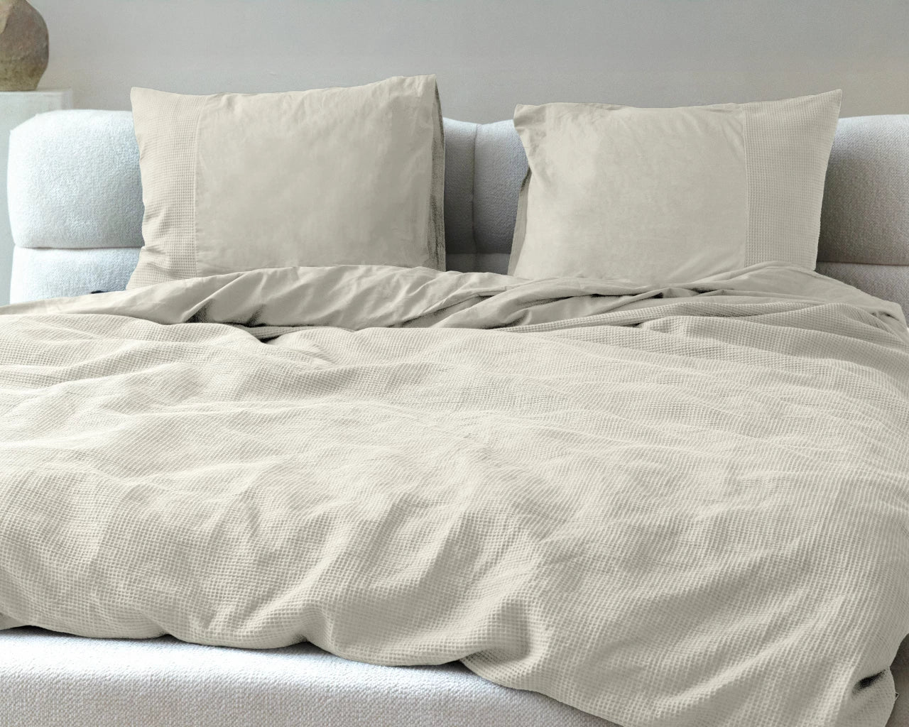 Waffle Dekbedovertrek - Beige - 100% Katoen Percale