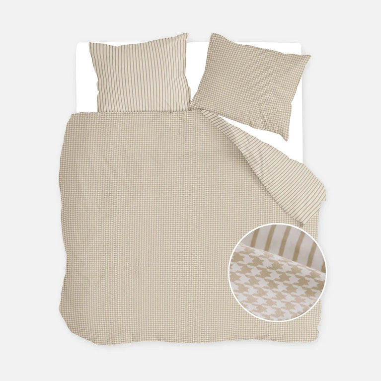 Walra Dekbedovertrek Cozy Blocks - Zand - 100% Flanel Katoen