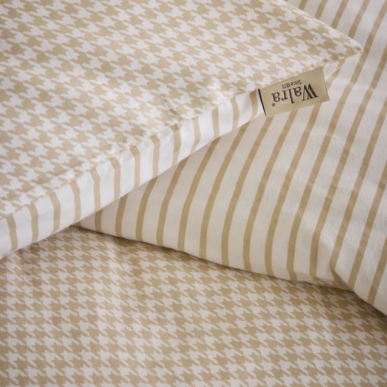 Walra Dekbedovertrek Cozy Blocks - Zand - 100% Flanel Katoen