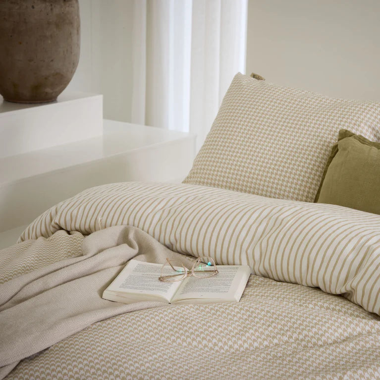 Walra Dekbedovertrek Cozy Blocks - Zand - 100% Flanel Katoen