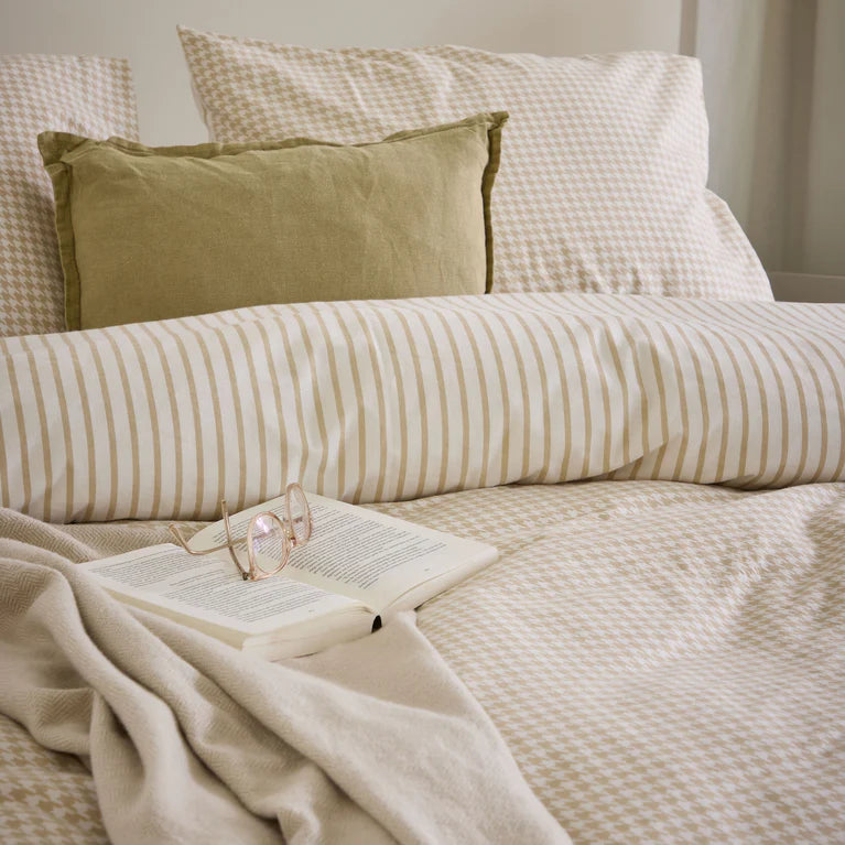 Walra Dekbedovertrek Cozy Blocks - Zand - 100% Flanel Katoen