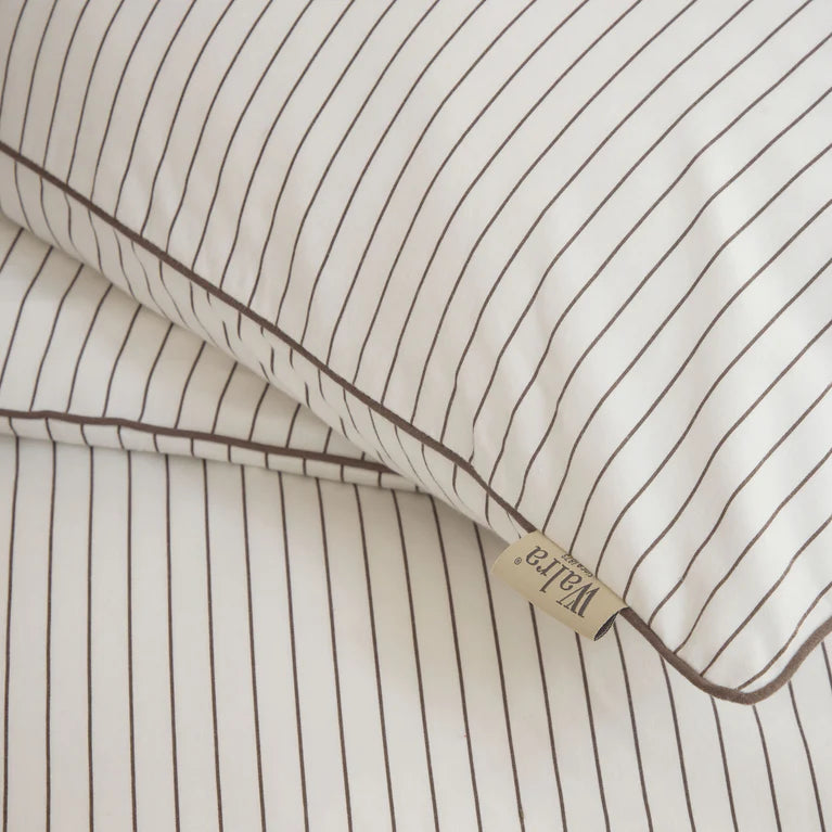 Walra Dekbedovertrek Gentle Stripes - Bruin - 100% Flanel Katoen