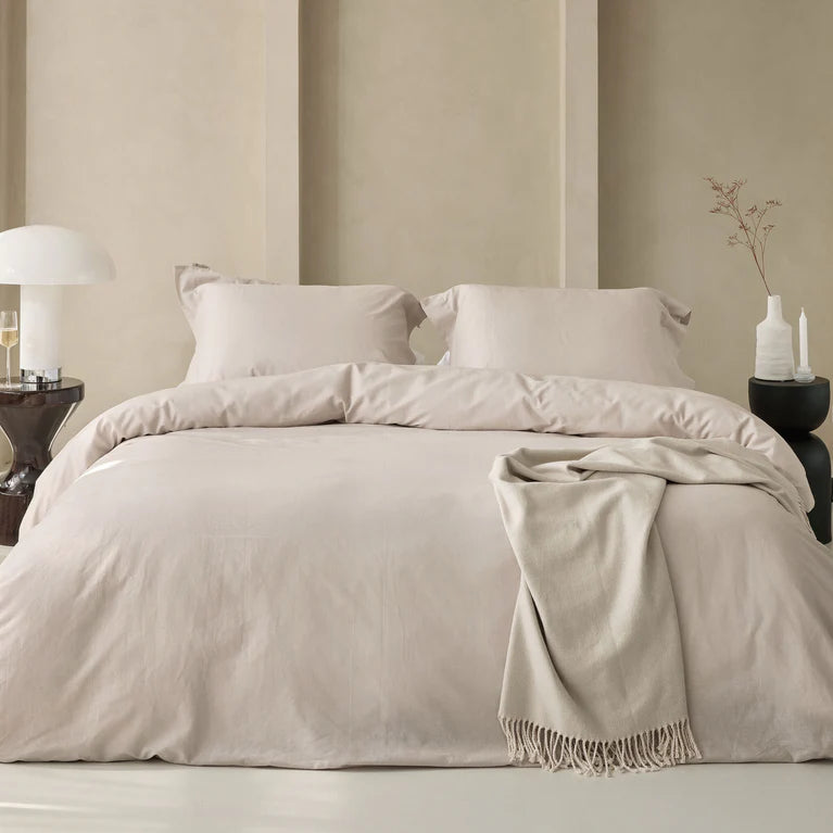 Walra Dekbedovertrek Linen Elegance - Zand - 100% Katoen Linnen