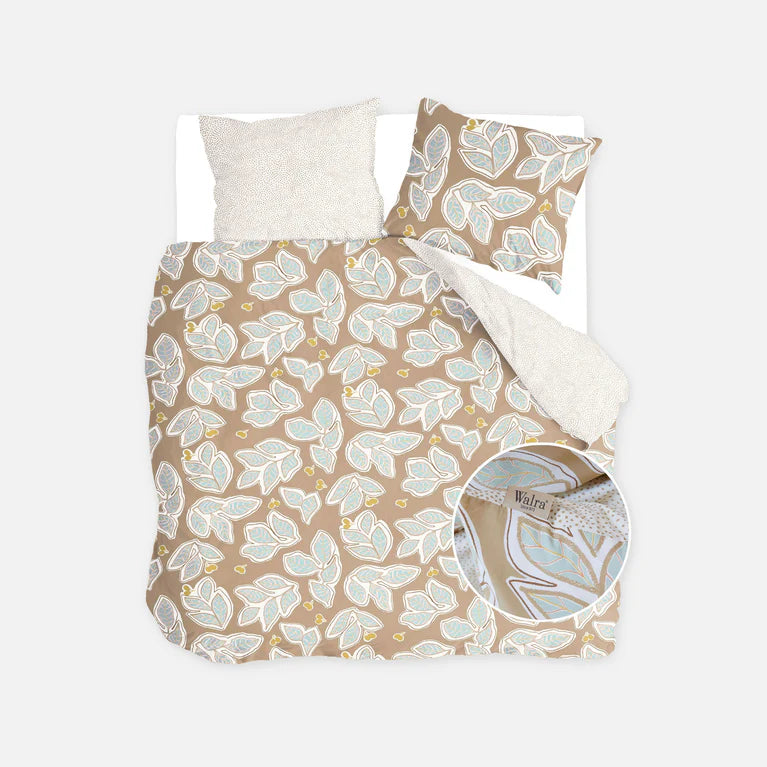Walra Dekbedovertrek Lovely Leaves - Bruin/Beige - 100% Katoen