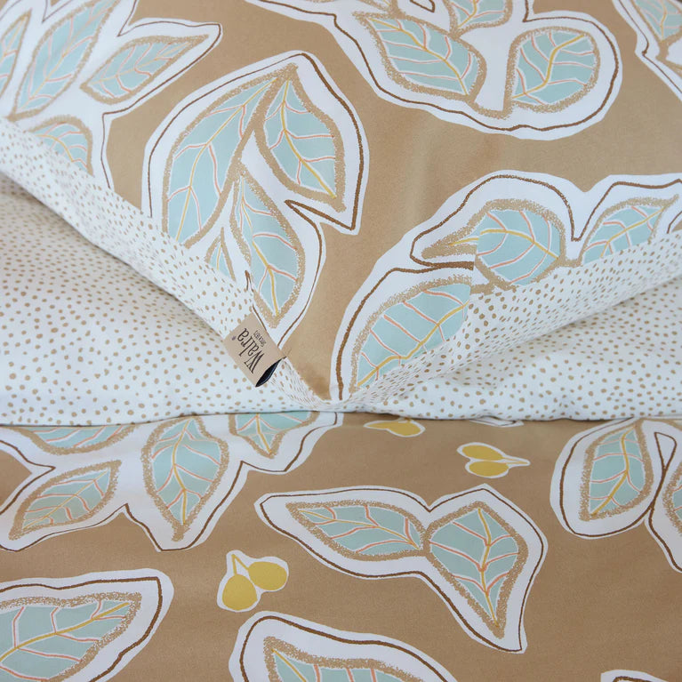 Walra Dekbedovertrek Lovely Leaves - Bruin/Beige - 100% Katoen