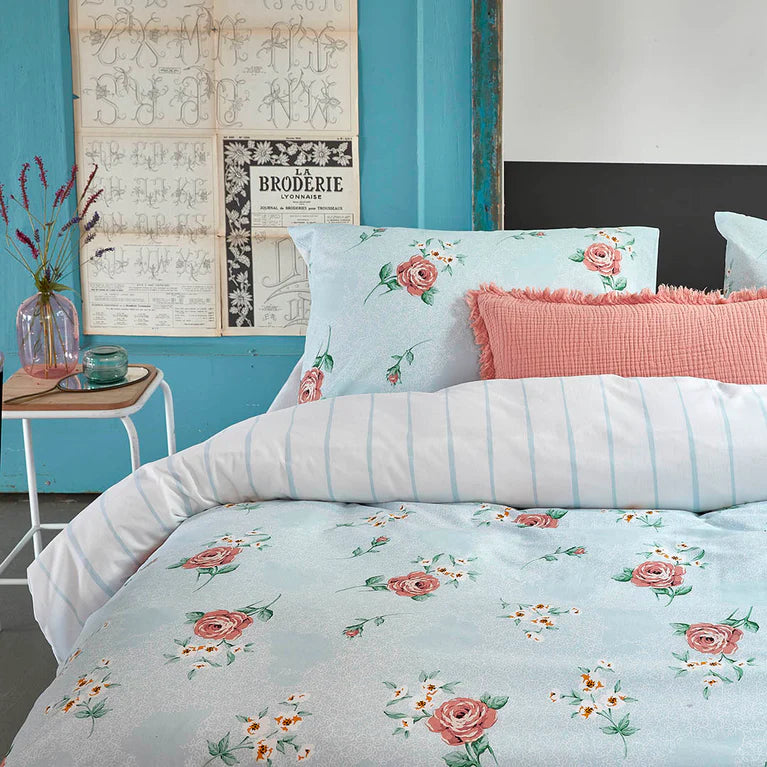 Walra Dekbedovertrek Red Roses - Blauw - 100% Katoen