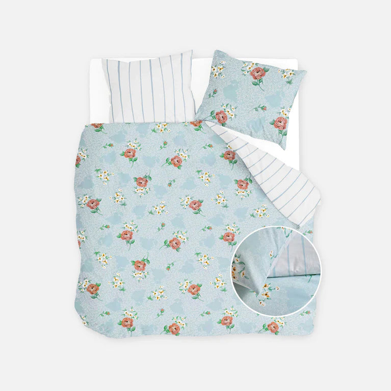 Walra Dekbedovertrek Red Roses - Blauw - 100% Katoen