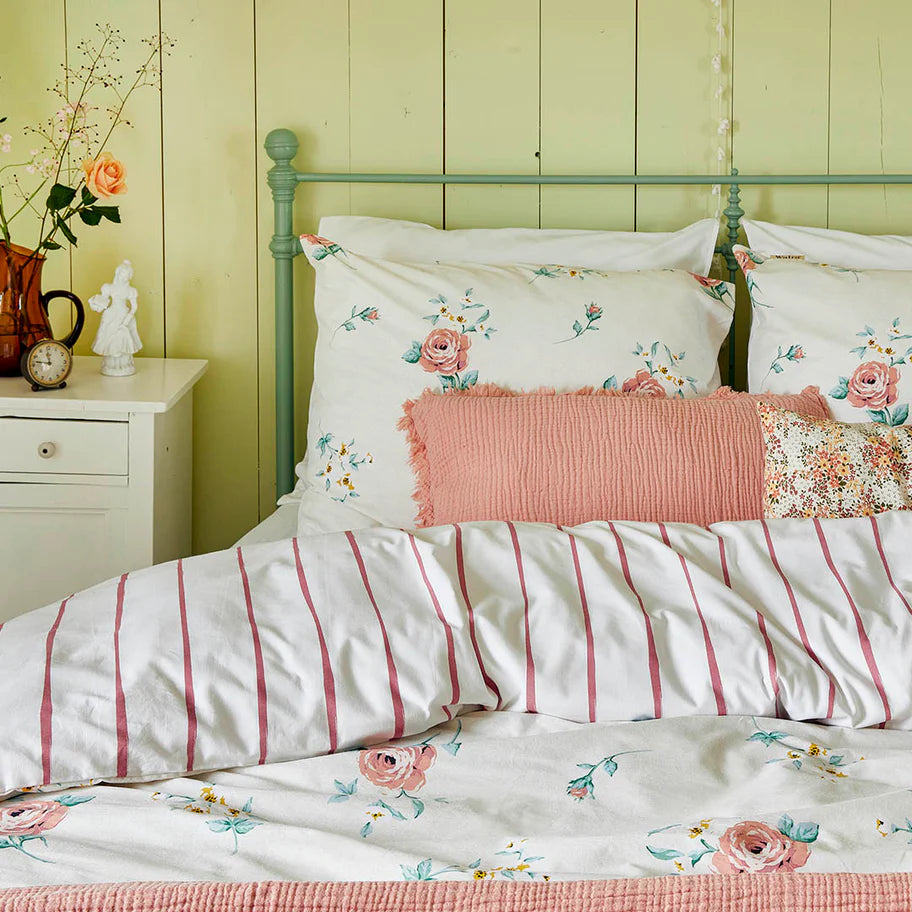 Walra Dekbedovertrek Red Roses - Off White - 100% Katoen