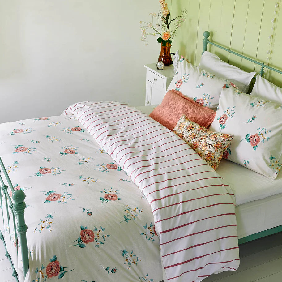 Walra Dekbedovertrek Red Roses - Off White - 100% Katoen