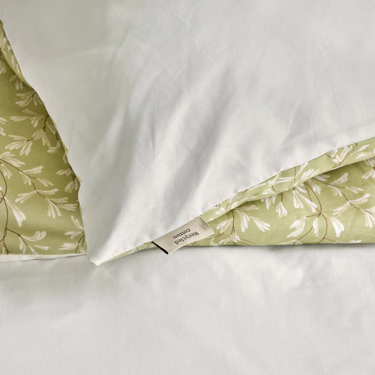 Walra Dekbedovertrek Remade Blooming Grace - Groen/Wit - 100% Katoen