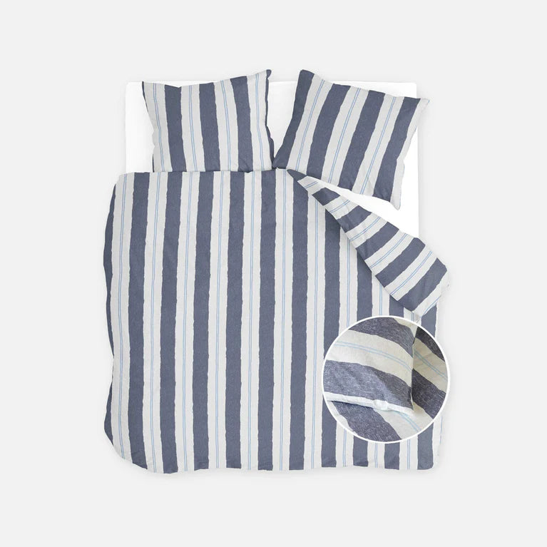 Walra Dekbedovertrek Remade Nautic Stripes - Donkerblauw - 100% Katoen