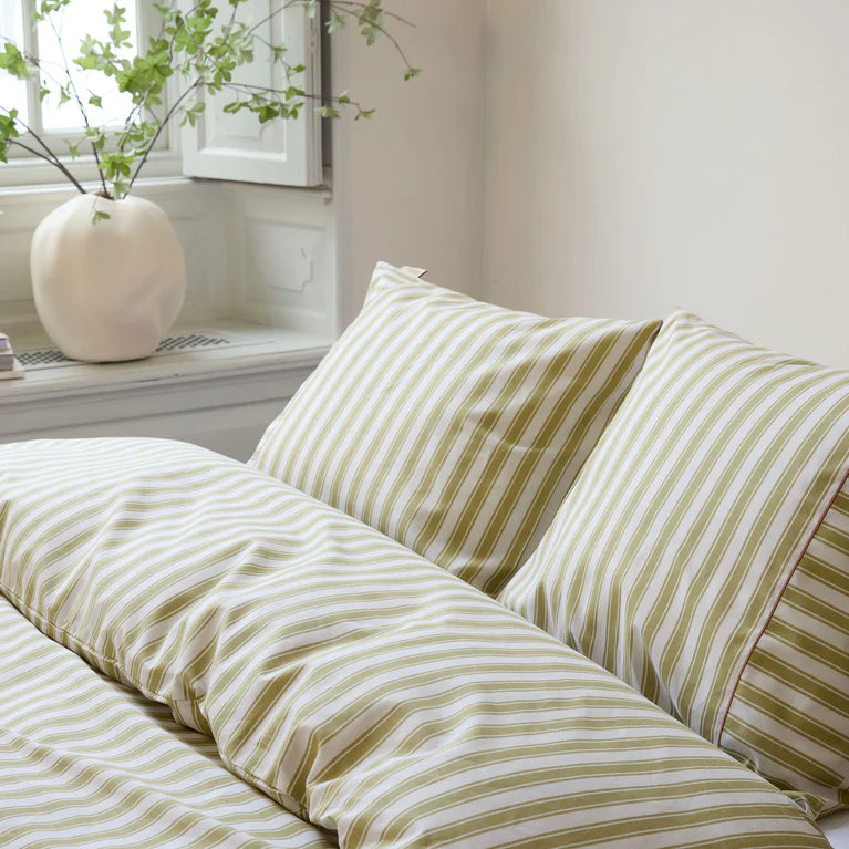 Walra Dekbedovertrek Remade Refined Lines - Groen - 100% Katoen