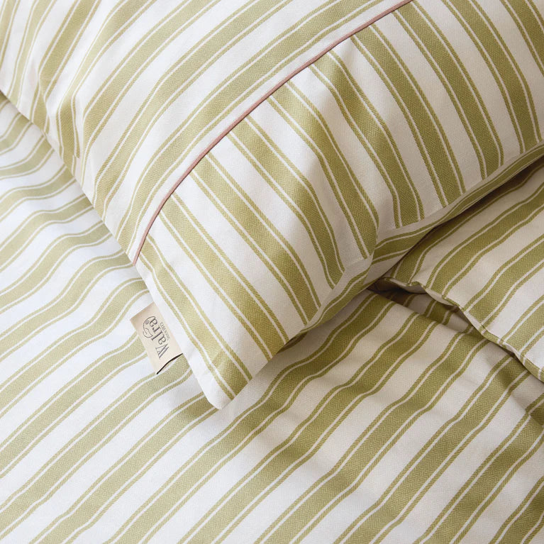 Walra Dekbedovertrek Remade Refined Lines - Groen - 100% Katoen