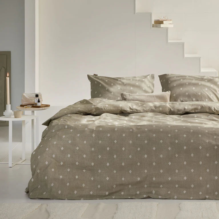 Walra Dekbedovertrek Remade Rustic GraCe - Taupe - 100% Katoen