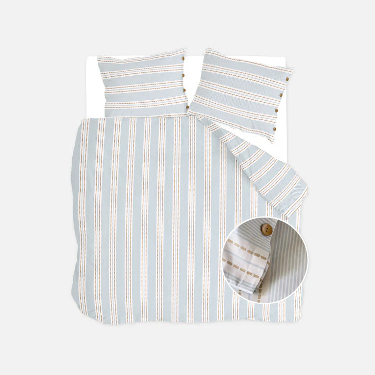 Walra Dekbedovertrek Remade Striped Harmony - Lichtblauw - 100% Katoen