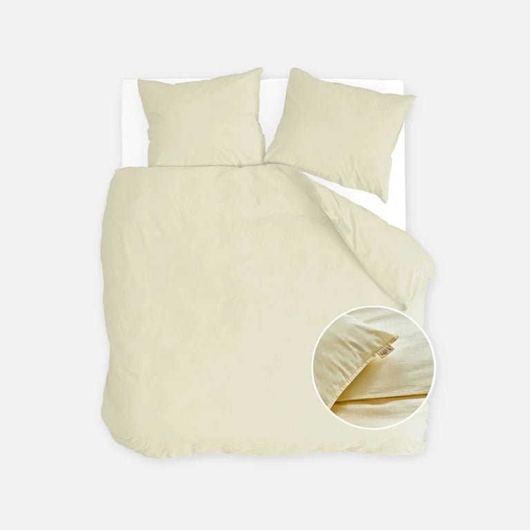 Walra Dekbedovertrek Vintage Cotton - Geel - 100% Katoen