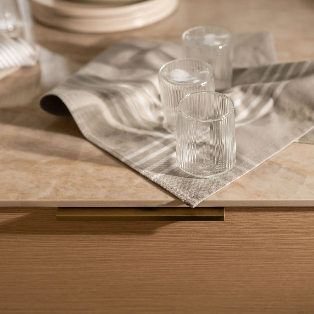 Walra Keukenset Superior Kitchen Set - Taupe/Wit - 100% Katoen