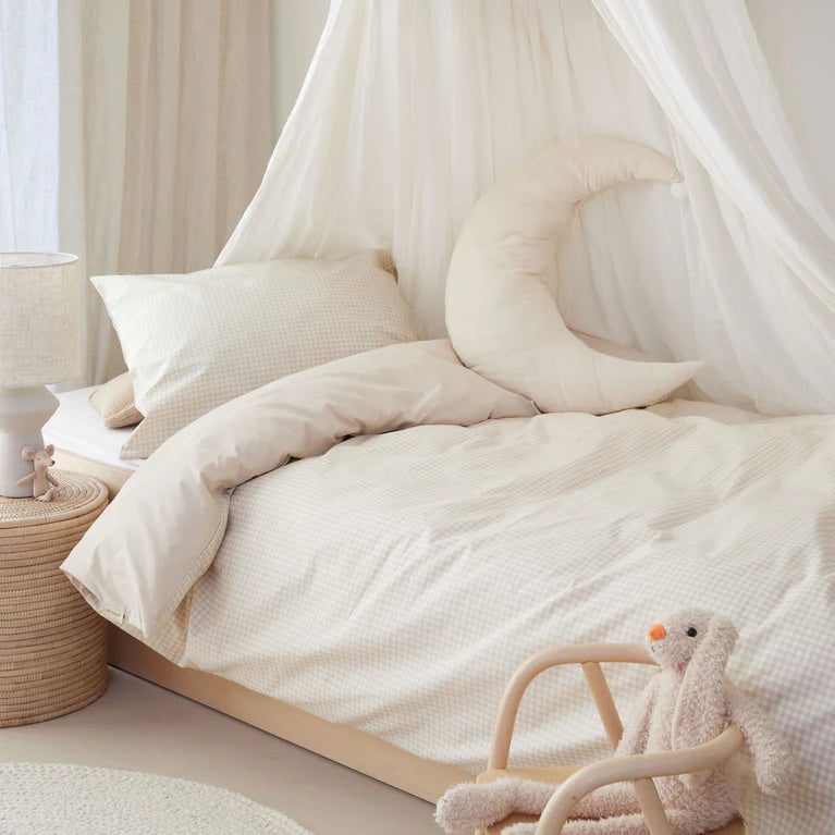 Walra Kinderdekbedovertrek Mini Checkmates - Beige - 100% Katoen