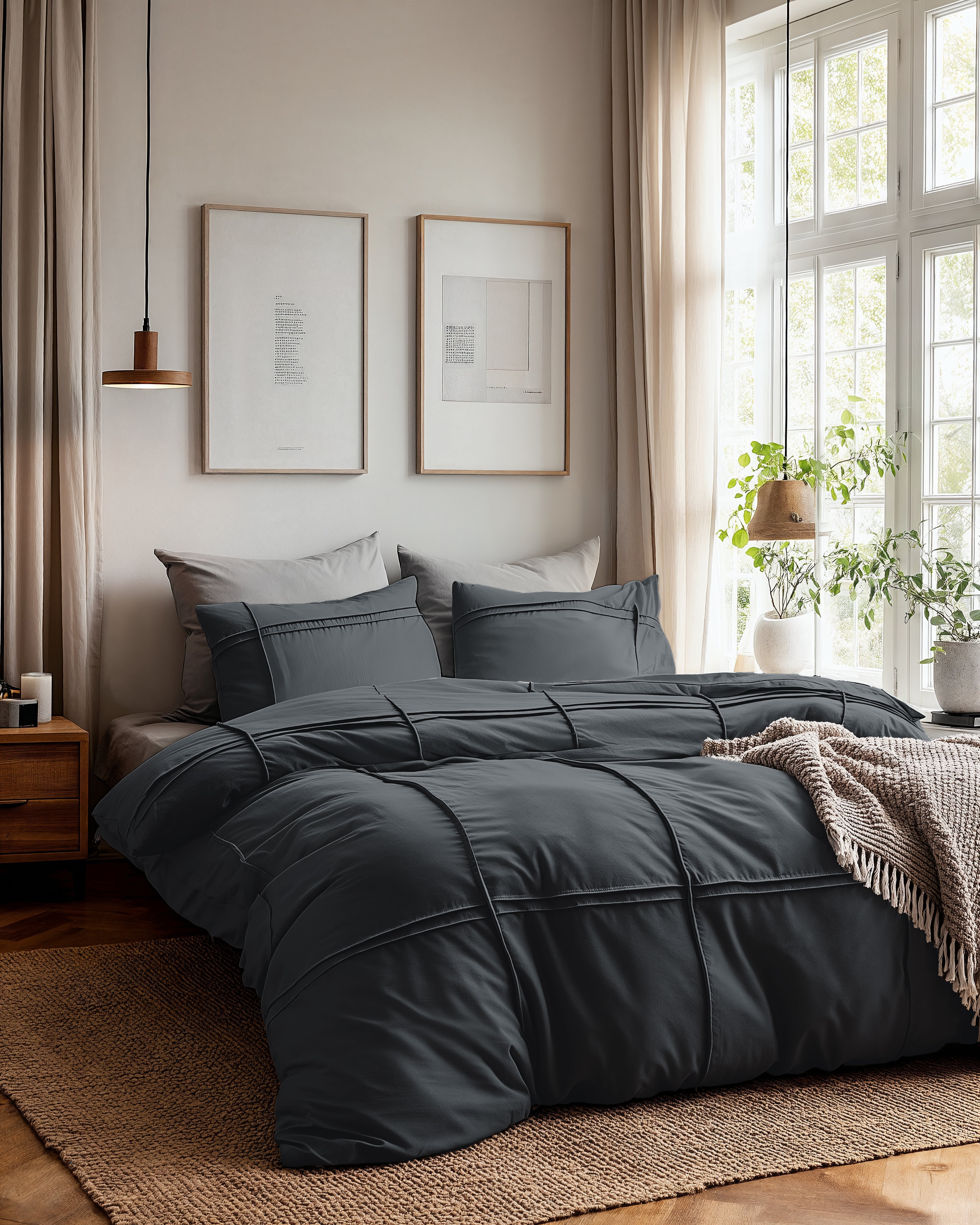 Washed Tufted Dekbedovertrek Antraciet