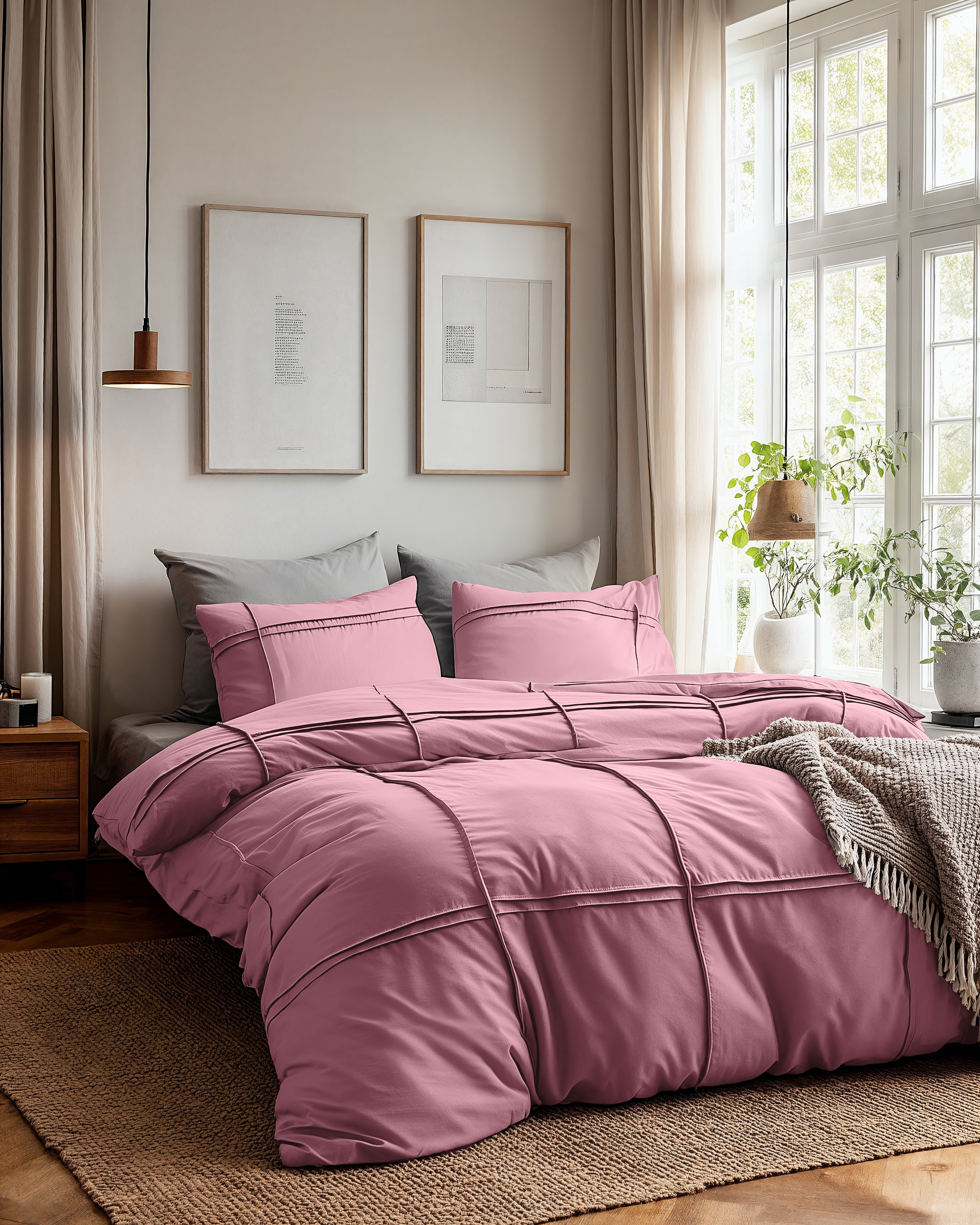 Washed Tufted Dekbedovertrek Oud Roze