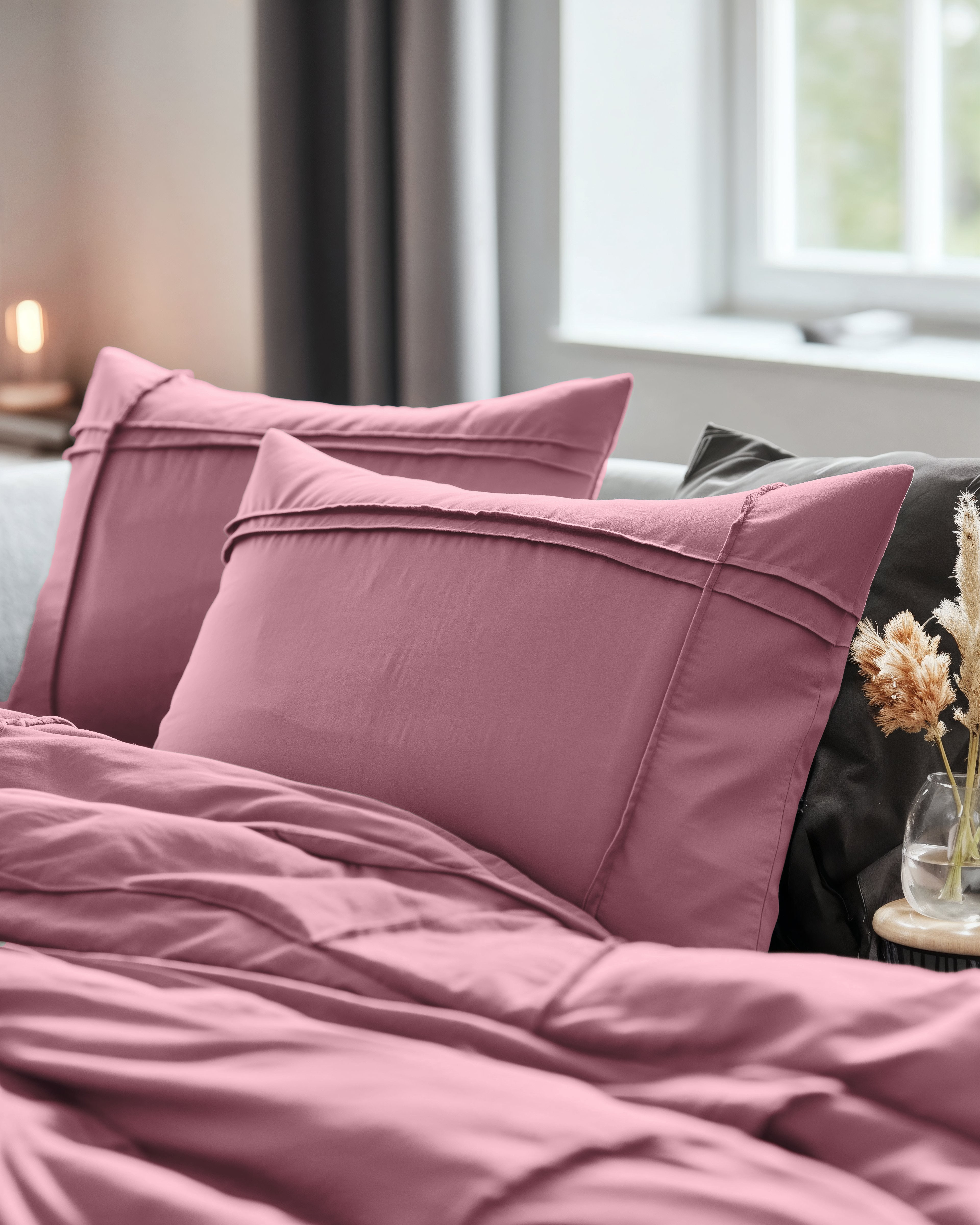 Washed Tufted Dekbedovertrek Oud Roze