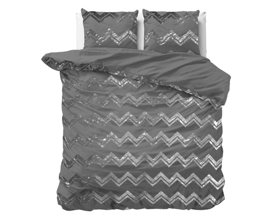 Wave Dekbedovertrek Grijs - Luxe Design - Super zacht geweven - Luxe verpakt