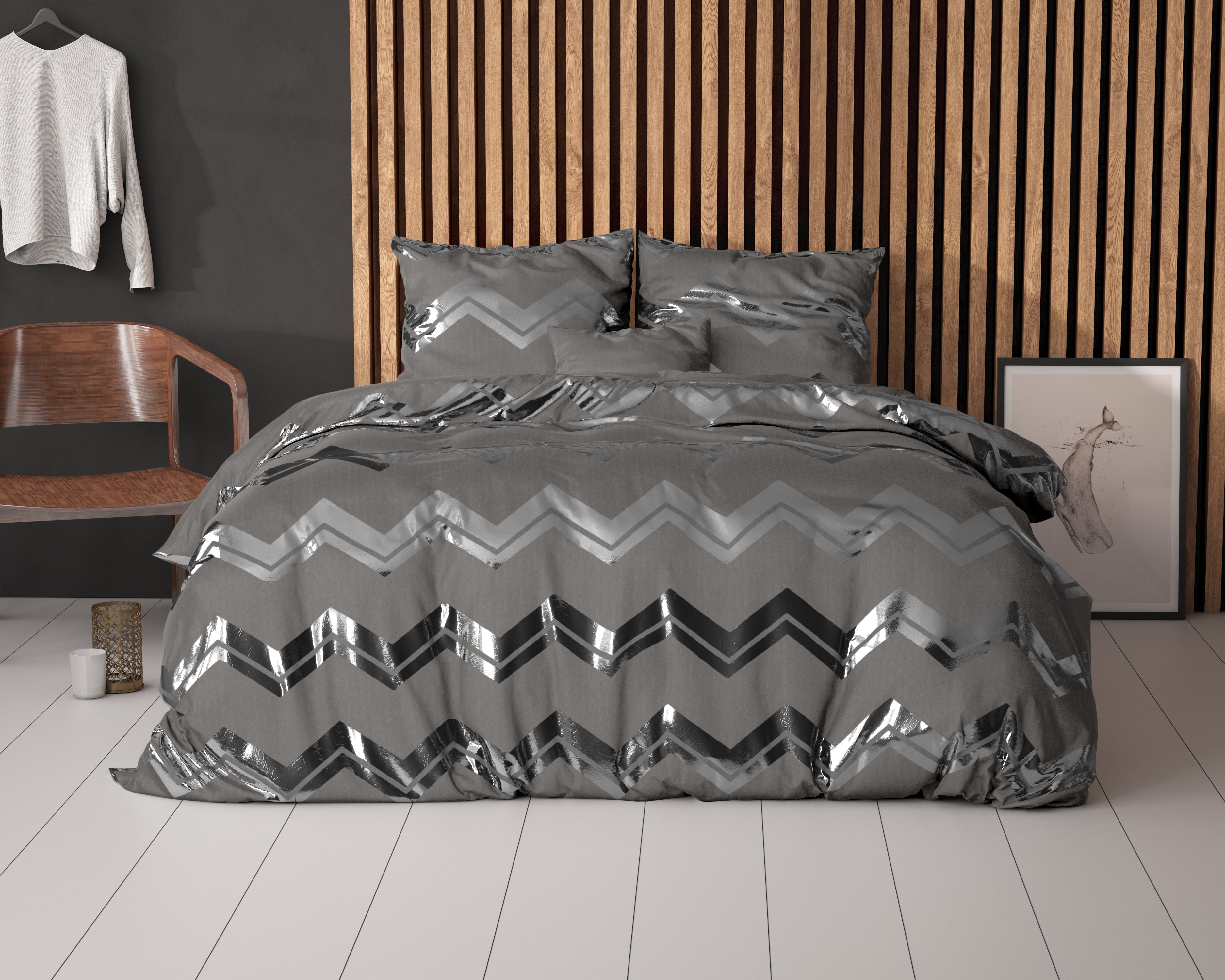 Wave Dekbedovertrek Grijs - Luxe Design - Super zacht geweven - Luxe verpakt