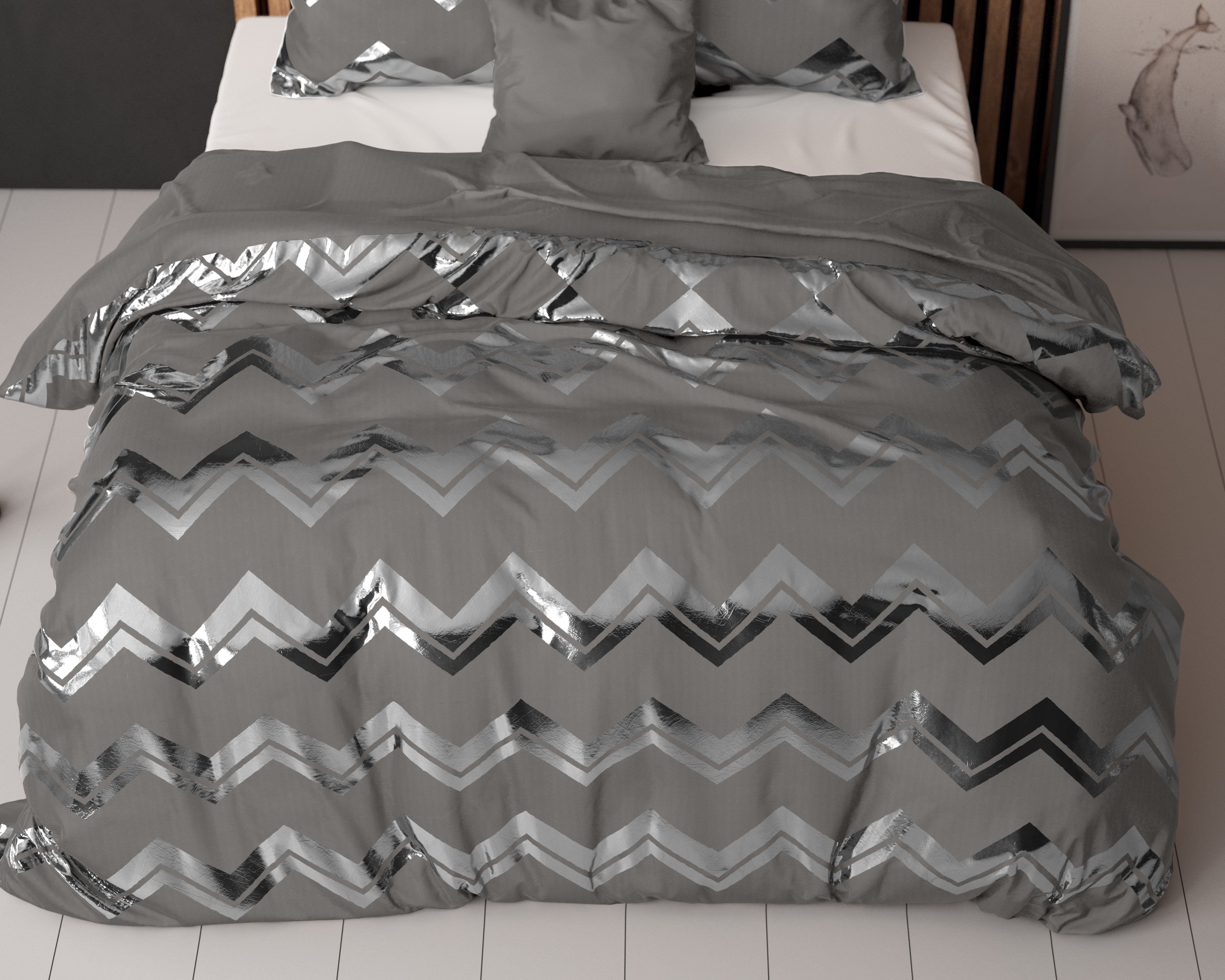 Wave Dekbedovertrek Grijs - Luxe Design - Super zacht geweven - Luxe verpakt
