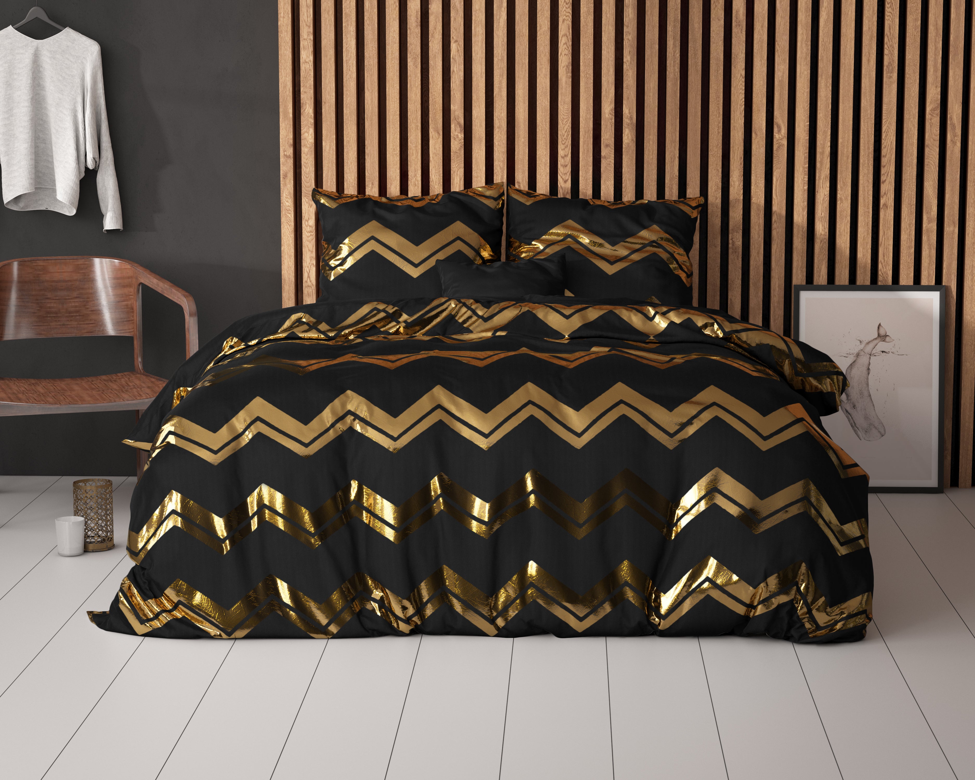 Wave Dekbedovertrek Zwart - Luxe Design - Super zacht geweven - Luxe verpakt
