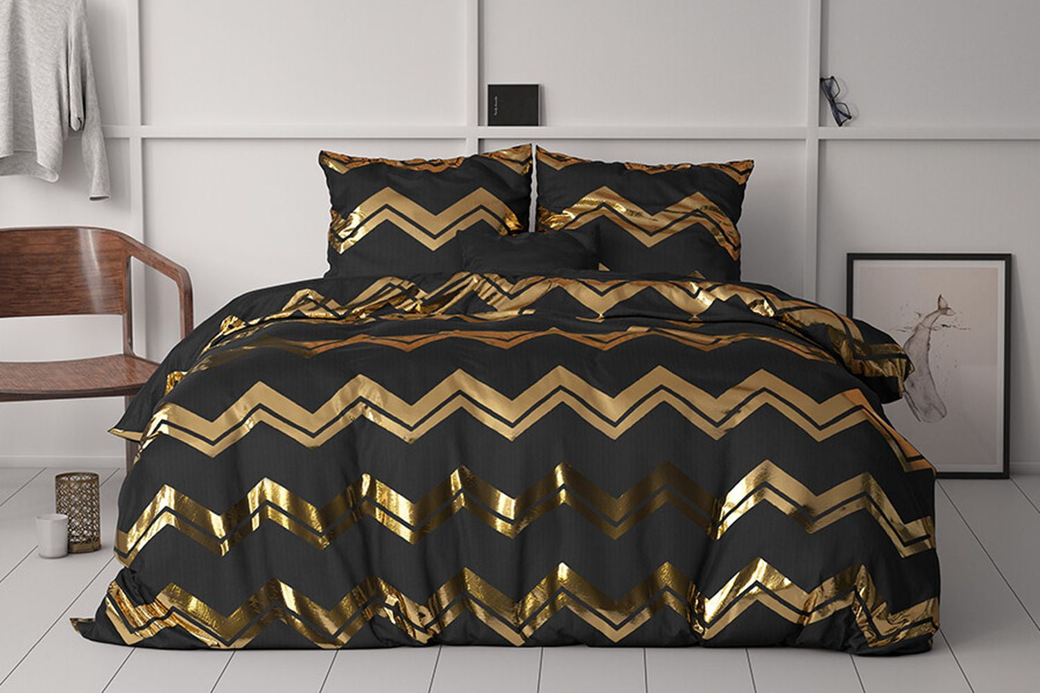 Wave Dekbedovertrek Zwart - Luxe Design - Super zacht geweven - Luxe verpakt