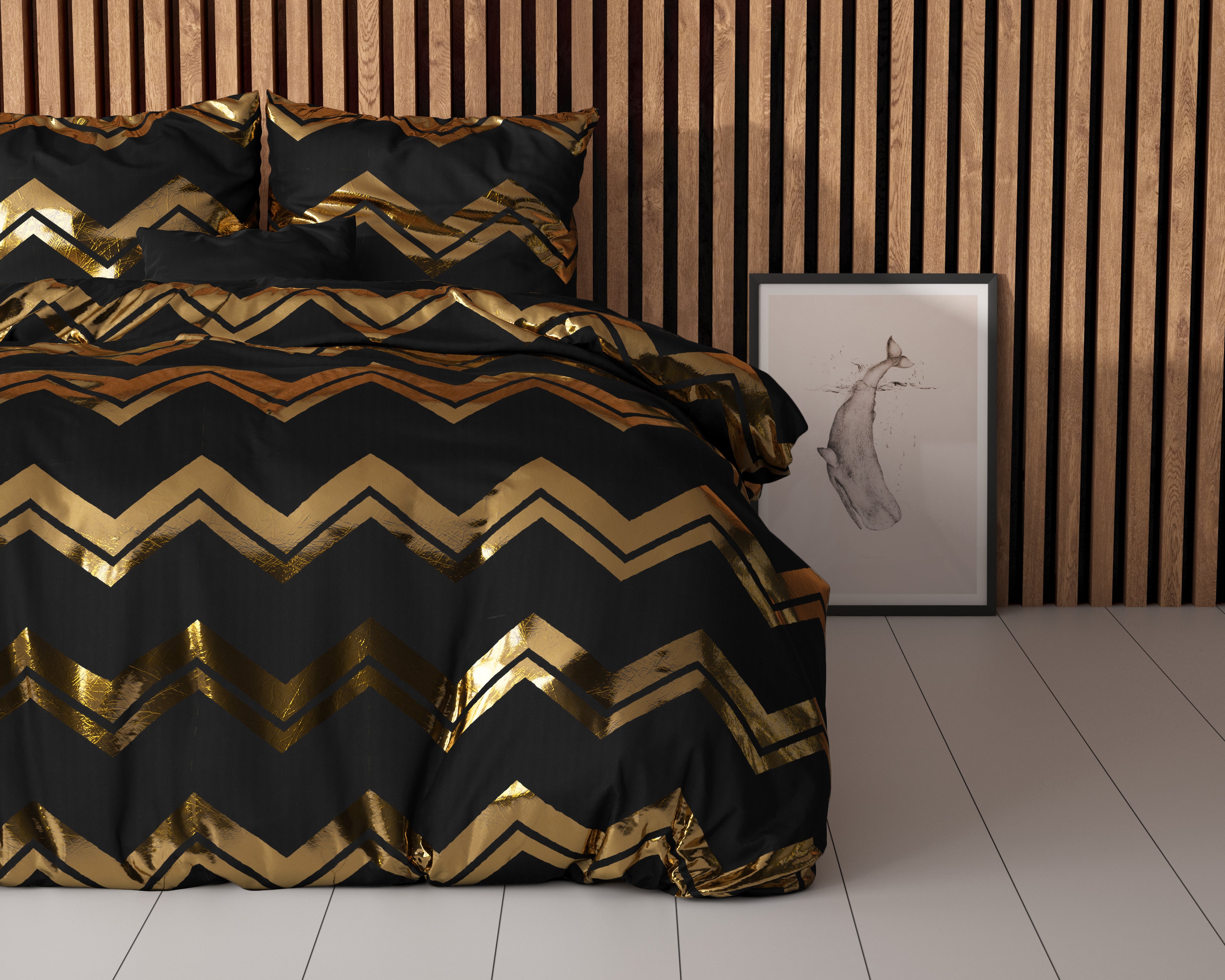 Wave Dekbedovertrek Zwart - Luxe Design - Super zacht geweven - Luxe verpakt