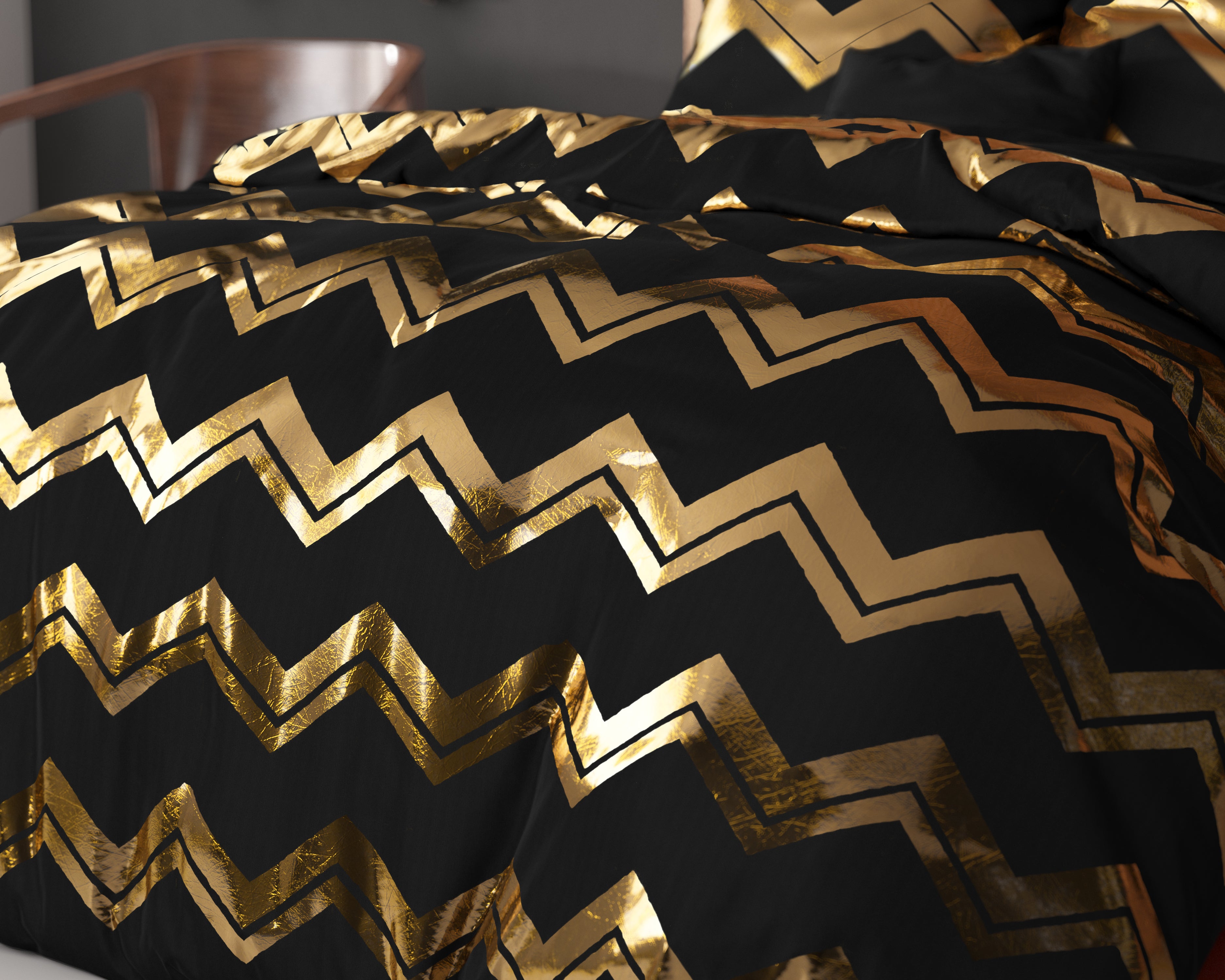 Wave Dekbedovertrek Zwart - Luxe Design - Super zacht geweven - Luxe verpakt