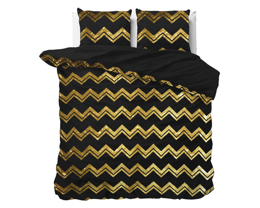 Wave Dekbedovertrek Zwart - Luxe Design - Super zacht geweven - Luxe verpakt