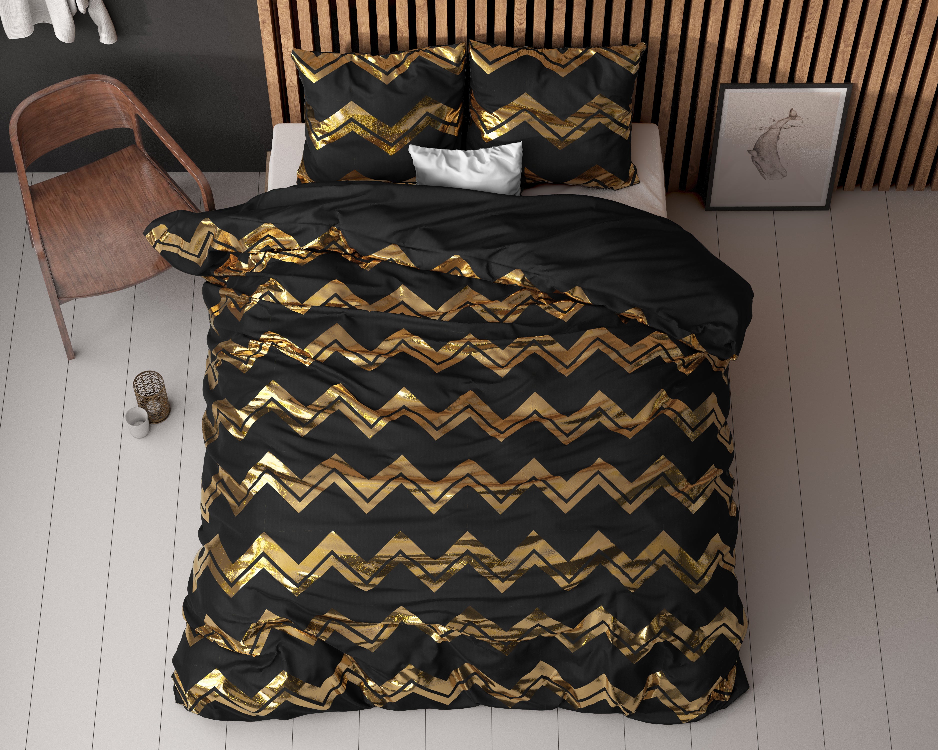 Wave Dekbedovertrek Zwart - Luxe Design - Super zacht geweven - Luxe verpakt