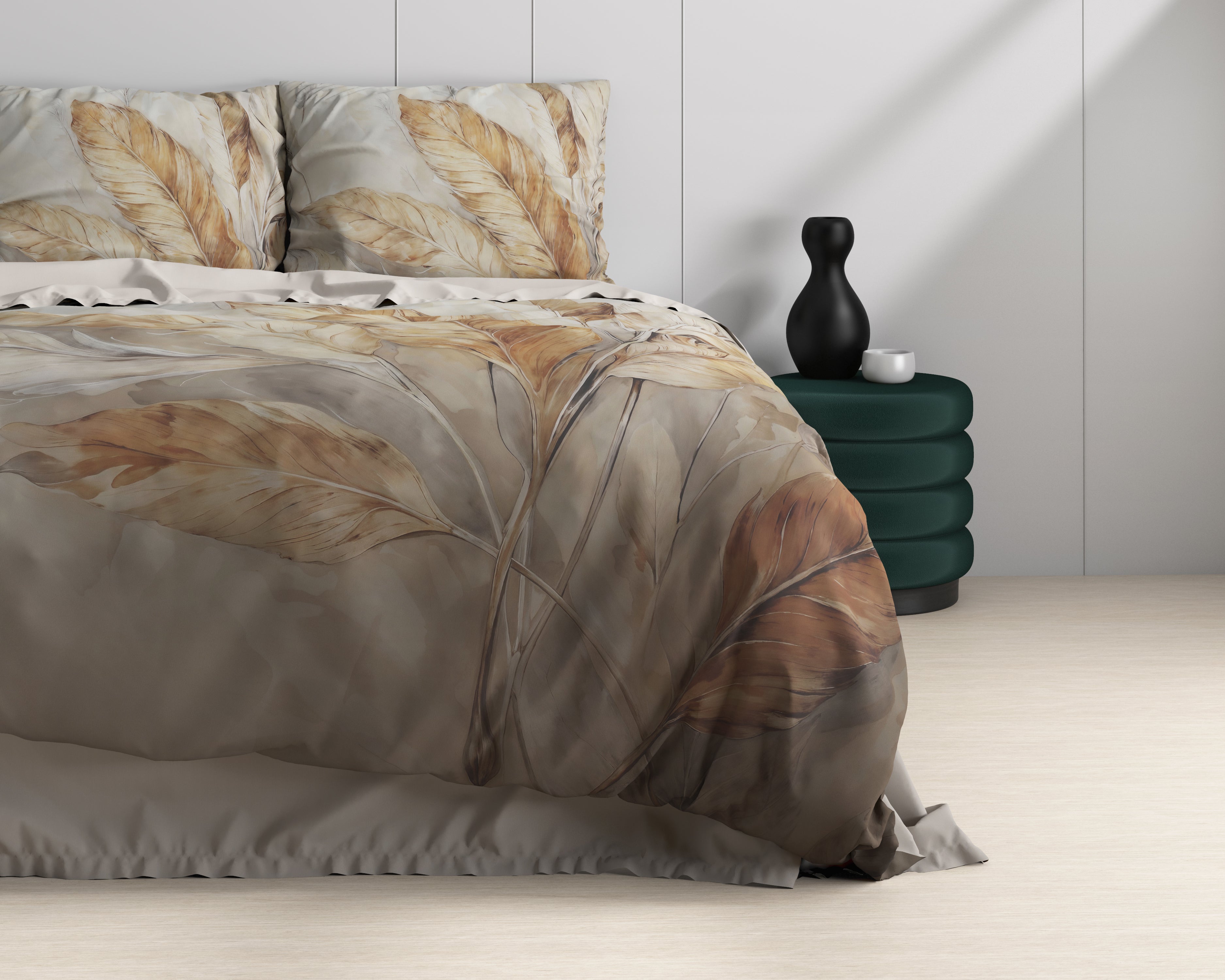 Whole Nature Dekbedovertrek Zand - Luxe Satijn - Hoge kwaliteit - Trendy prints