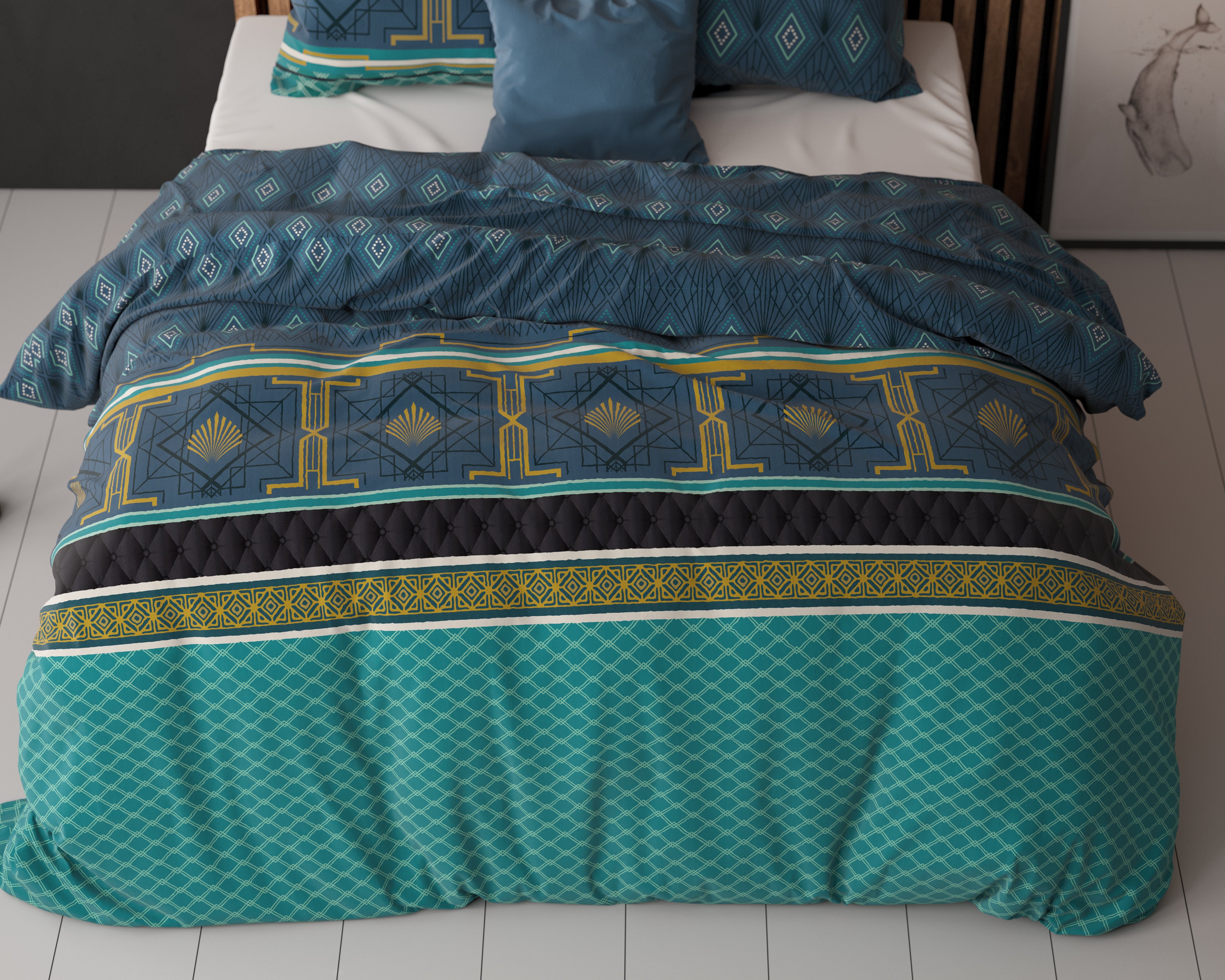 Xavier Green Duvet Cover - Non-Iron - Cotton Woven - Fun Prints
