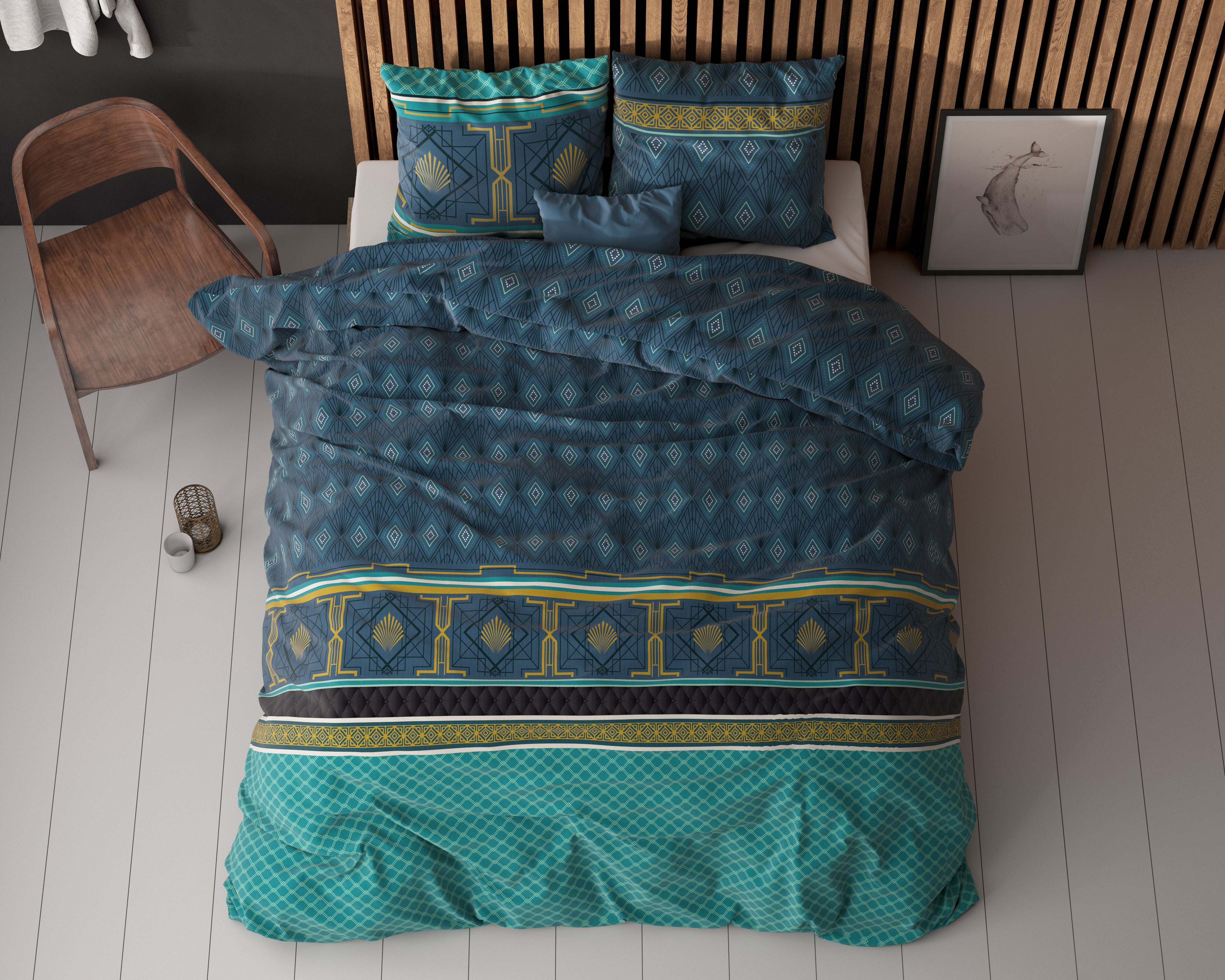 Xavier Green Duvet Cover - Non-Iron - Cotton Woven - Fun Prints