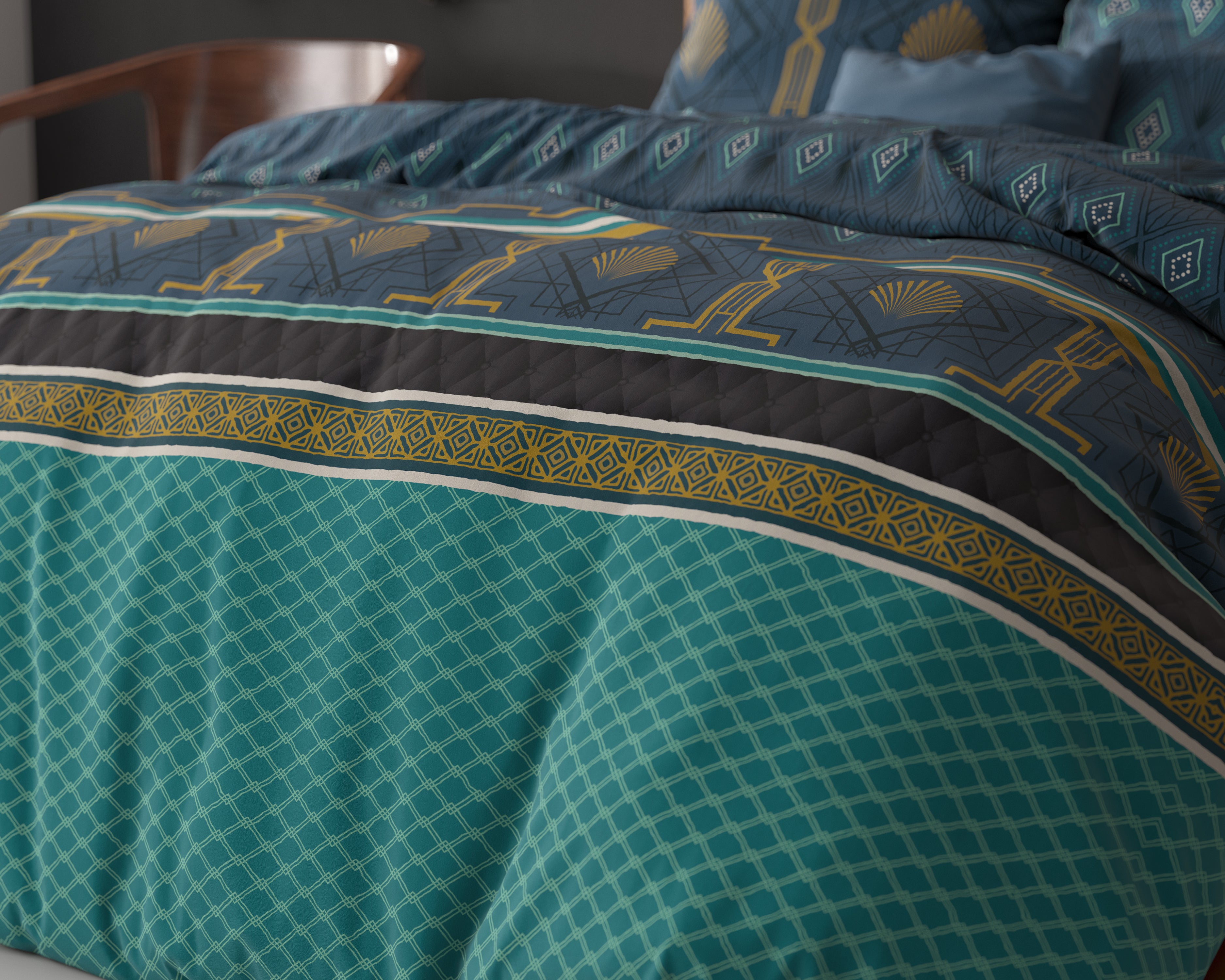 Xavier Green Duvet Cover - Non-Iron - Cotton Woven - Fun Prints