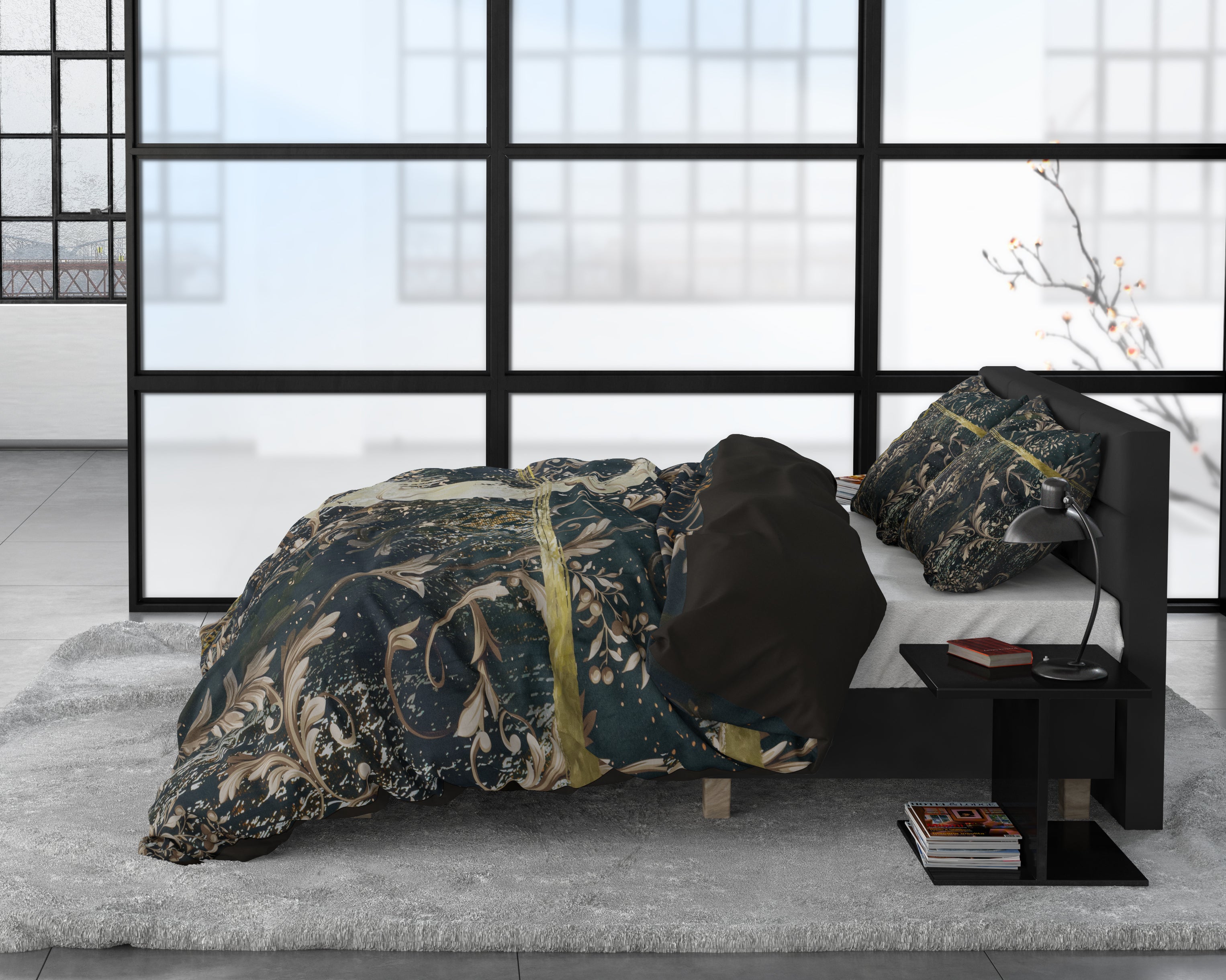 Yasmin Gold Dekbedovertrek - Luxe Satijn - Hoge kwaliteit - Trendy prints