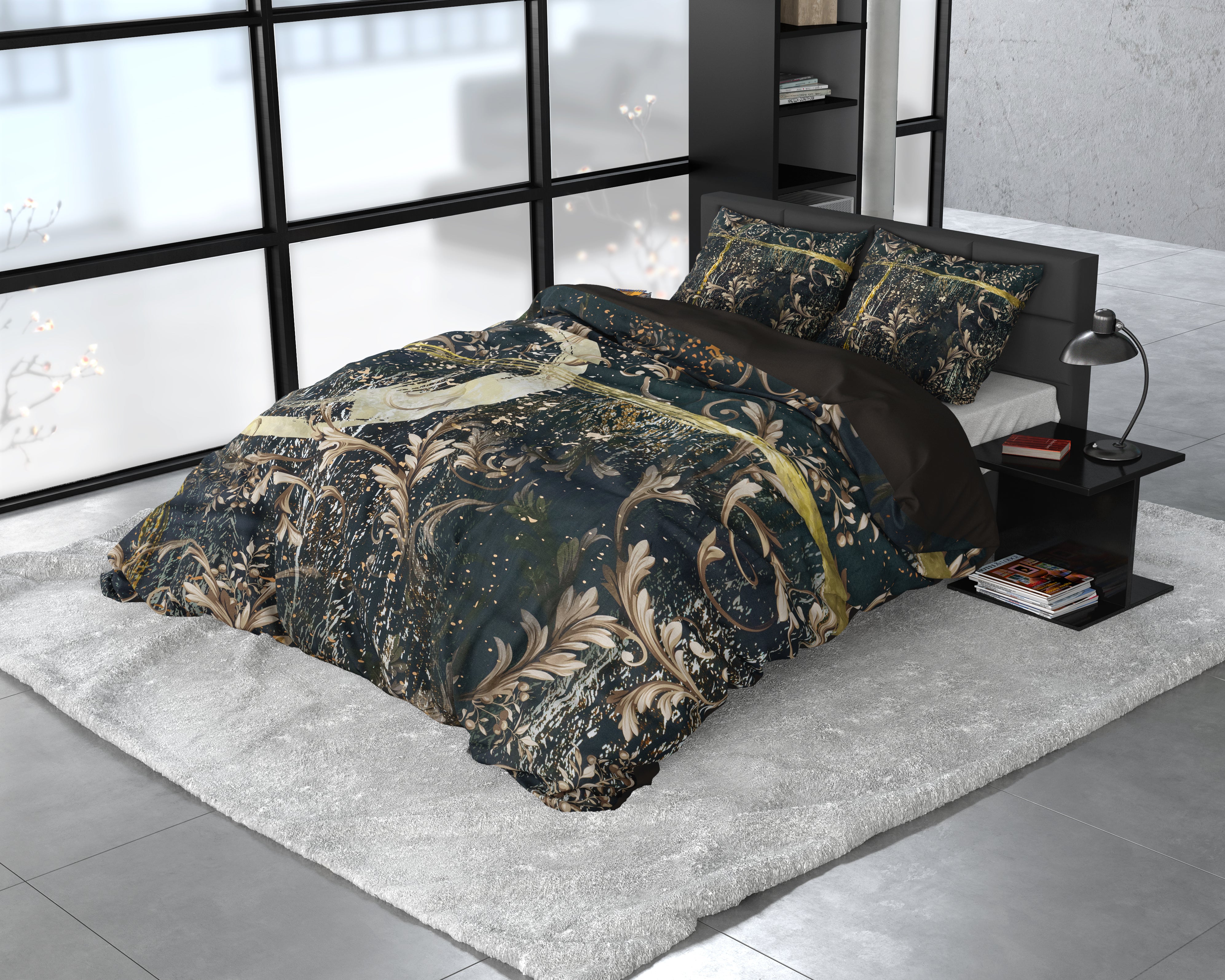 Yasmin Gold Dekbedovertrek - Luxe Satijn - Hoge kwaliteit - Trendy prints