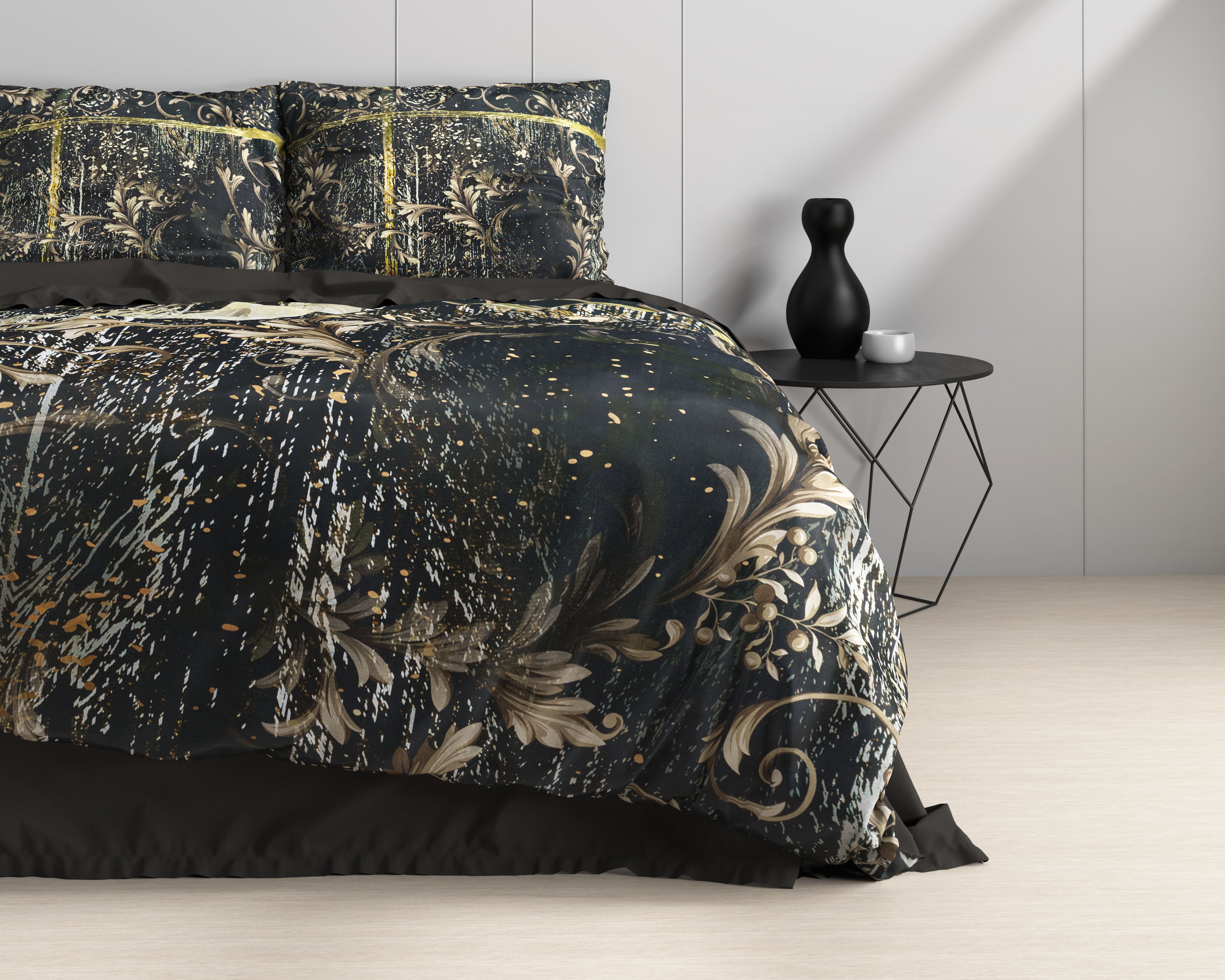 Yasmin Gold Dekbedovertrek - Luxe Satijn - Hoge kwaliteit - Trendy prints