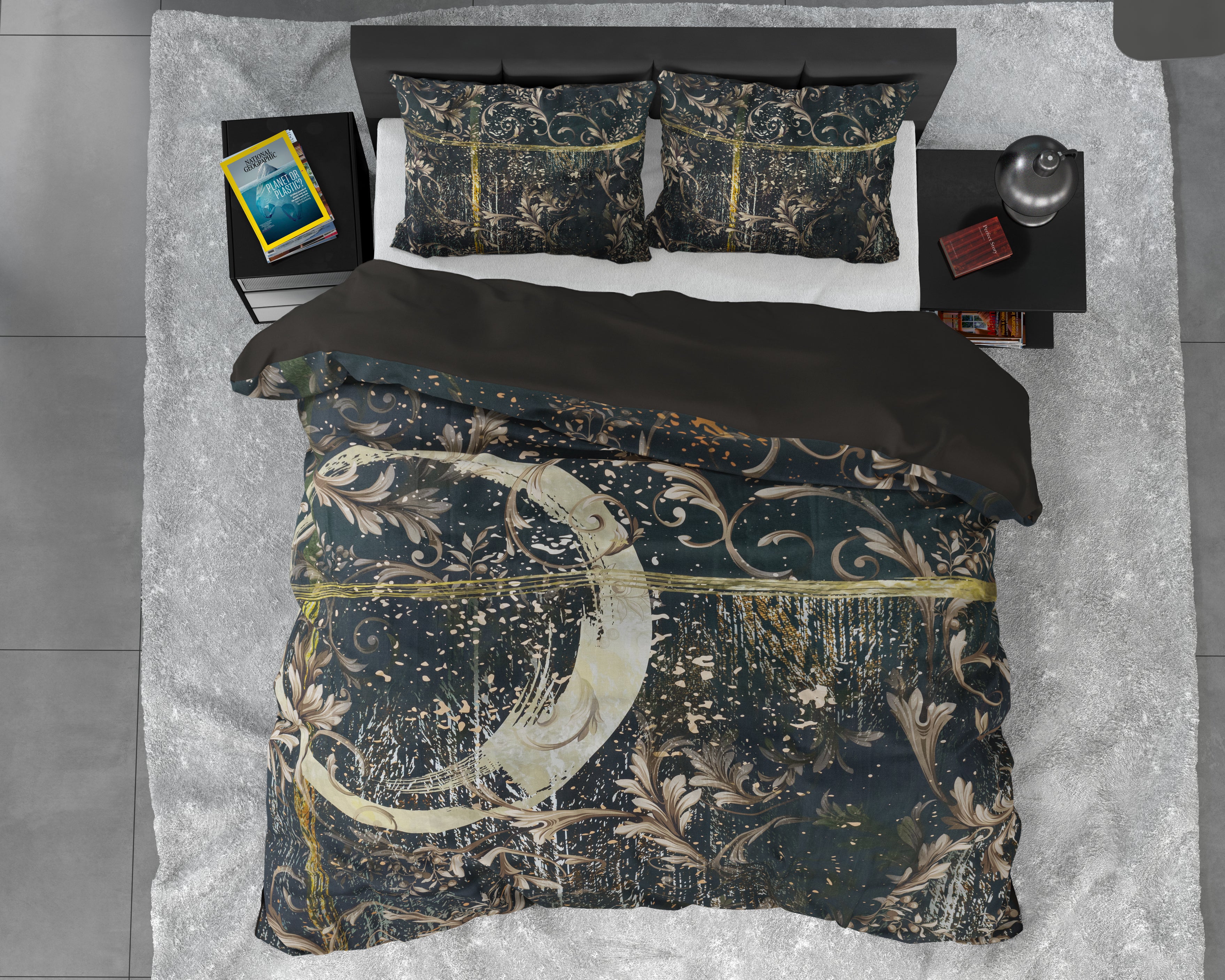 Yasmin Gold Dekbedovertrek - Luxe Satijn - Hoge kwaliteit - Trendy prints