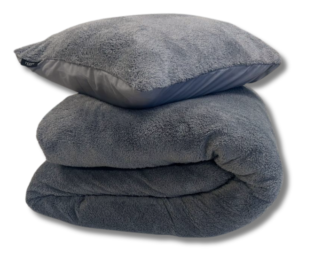 Teddy Fleece Dekbedovertrek Grijs | Luxe Warmte & Comfort